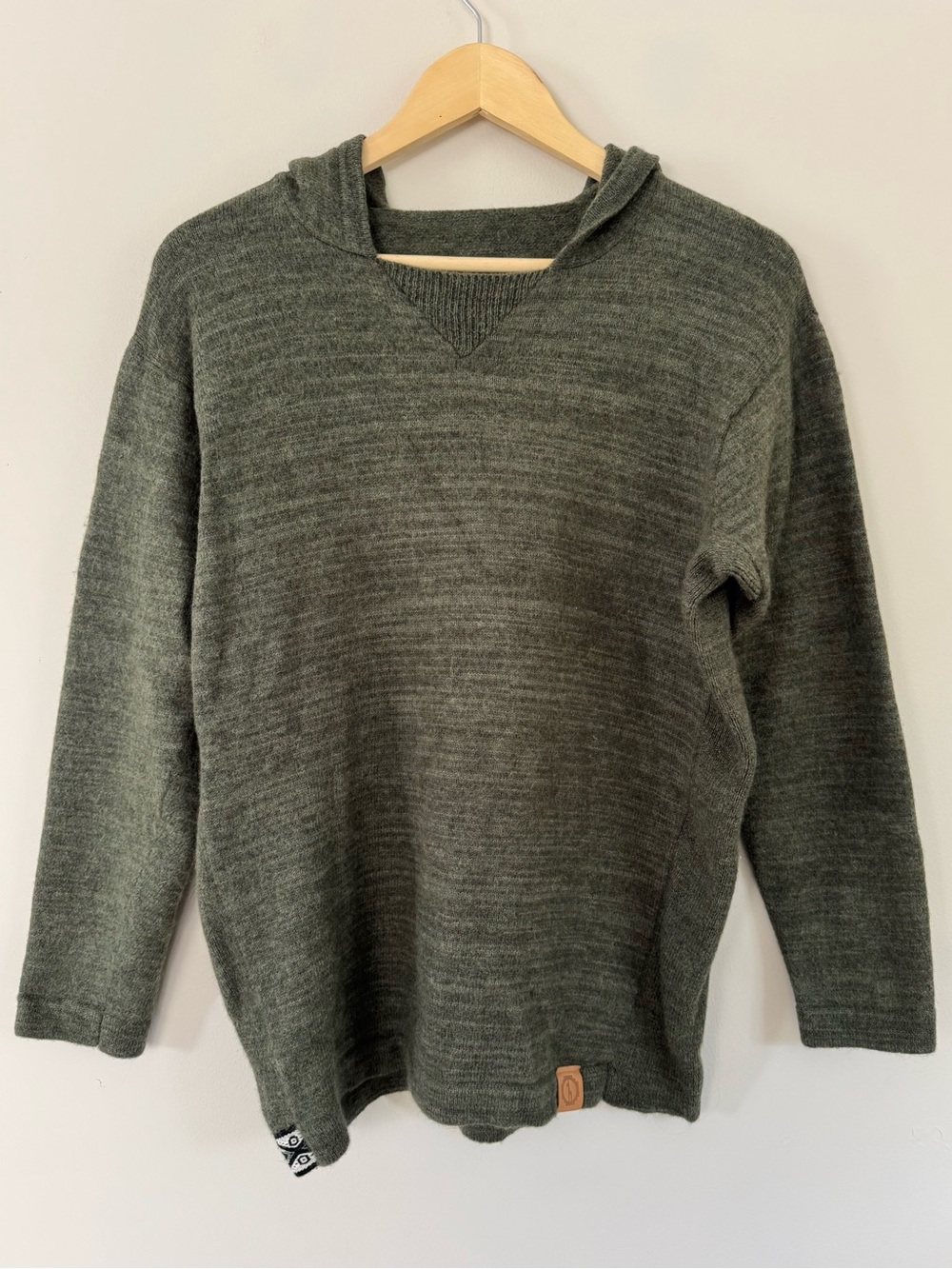 Paka Unisex The Hoodie Hooded Alpaca Blend Sweater Eucalyptus Green Large - Picture 4 of 13